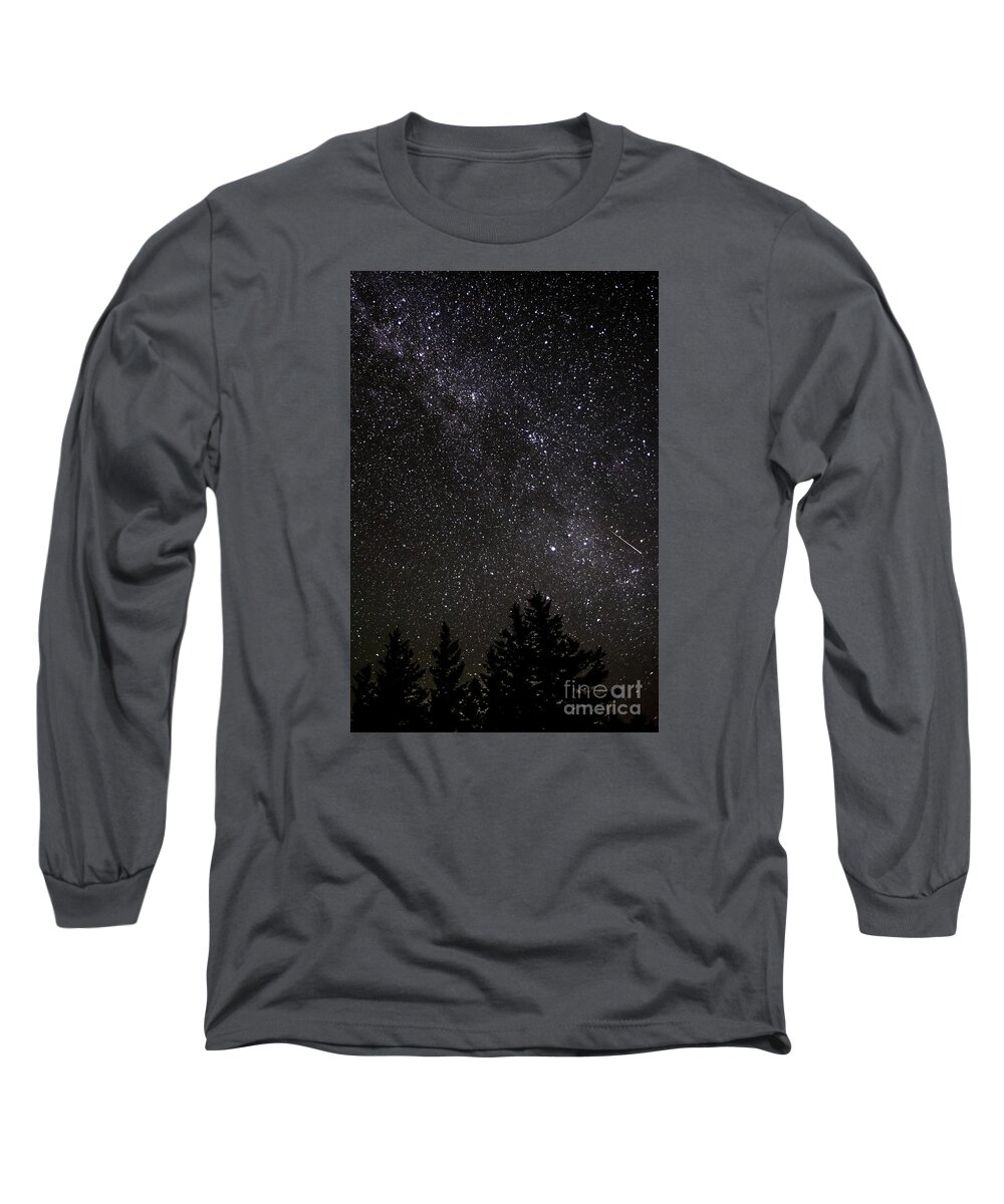 Meteor Long Sleeve T-Shirt featuring the photograph Perseid Meteor and Milky Way by Thomas R Fletcher