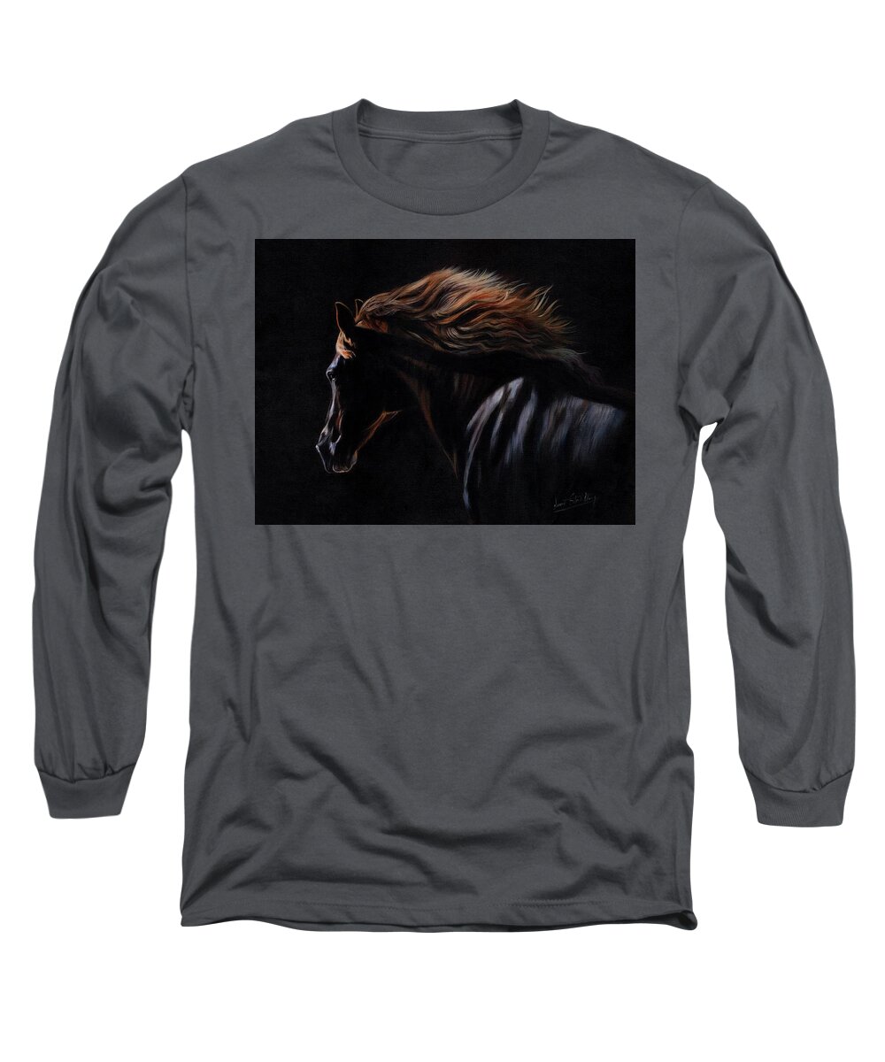 Horse Long Sleeve T-Shirt featuring the painting Peruvian Paso Horse by David Stribbling