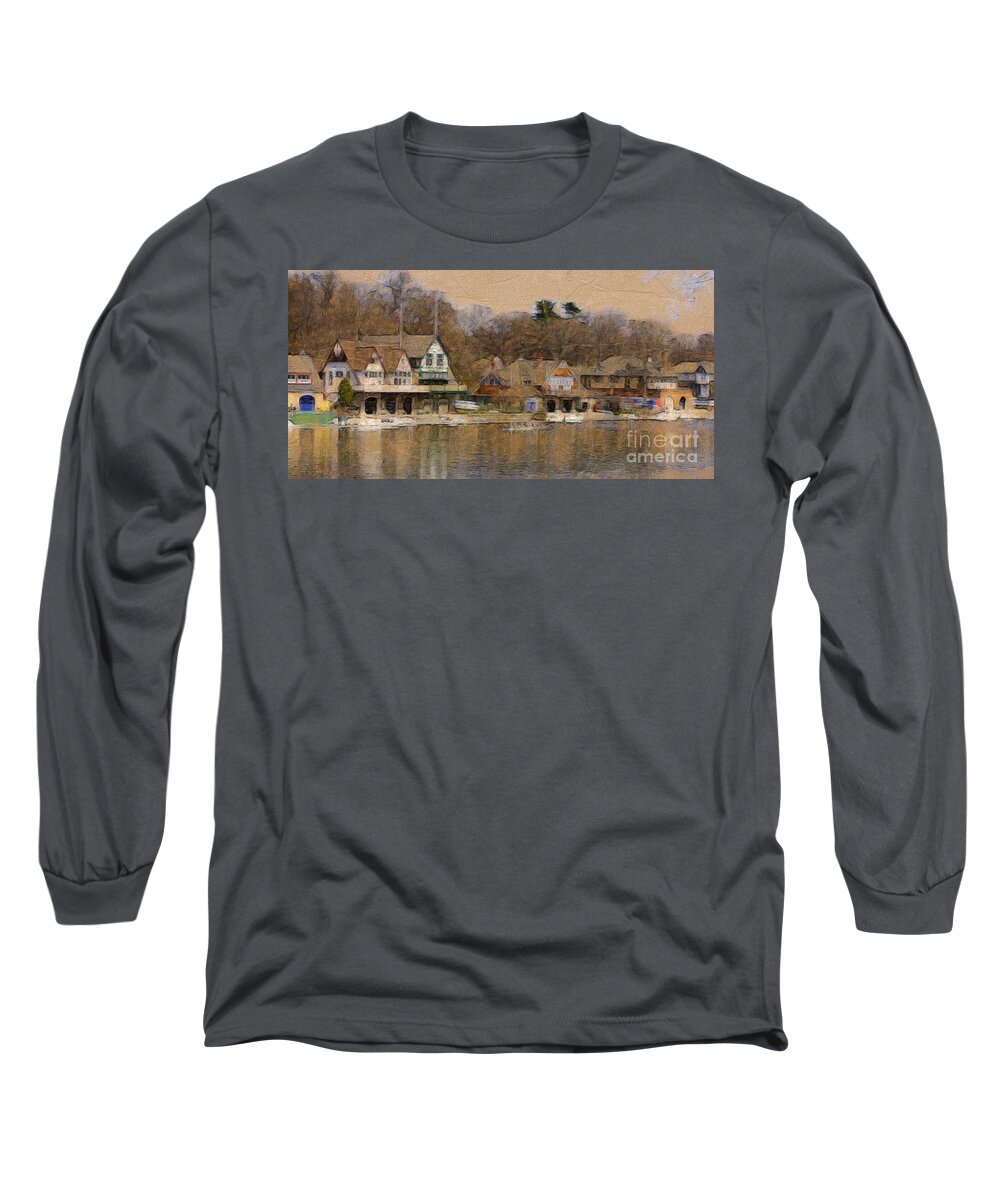 Marcia Lee Jones Long Sleeve T-Shirt featuring the photograph Philadelphia Rowing Clubs by Marcia Lee Jones
