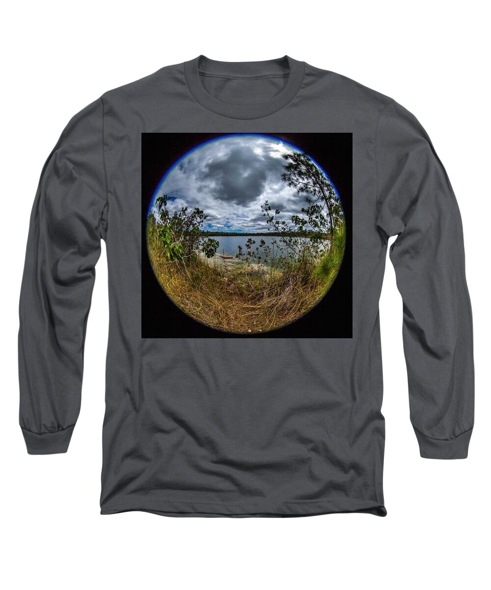 Fisheye Long Sleeve T-Shirt featuring the photograph Pine Glades Lake 18 by Michael Fryd