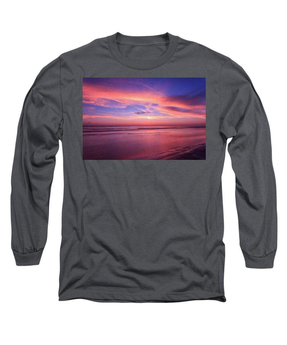 Ocean Long Sleeve T-Shirt featuring the photograph Pink Sky and Ocean by Doug Camara