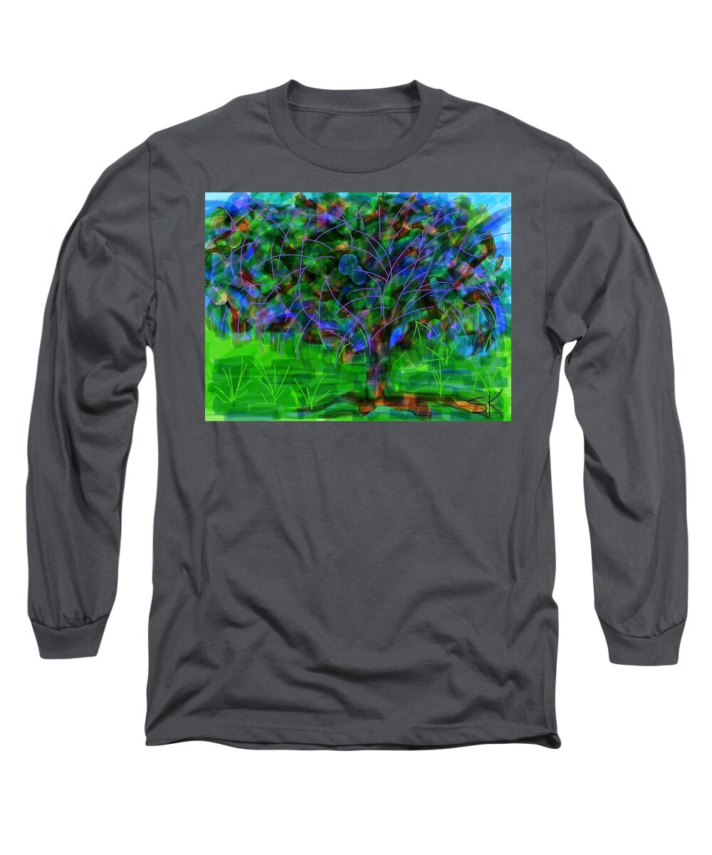 Tree Long Sleeve T-Shirt featuring the digital art Plum Nelly by Sherry Killam