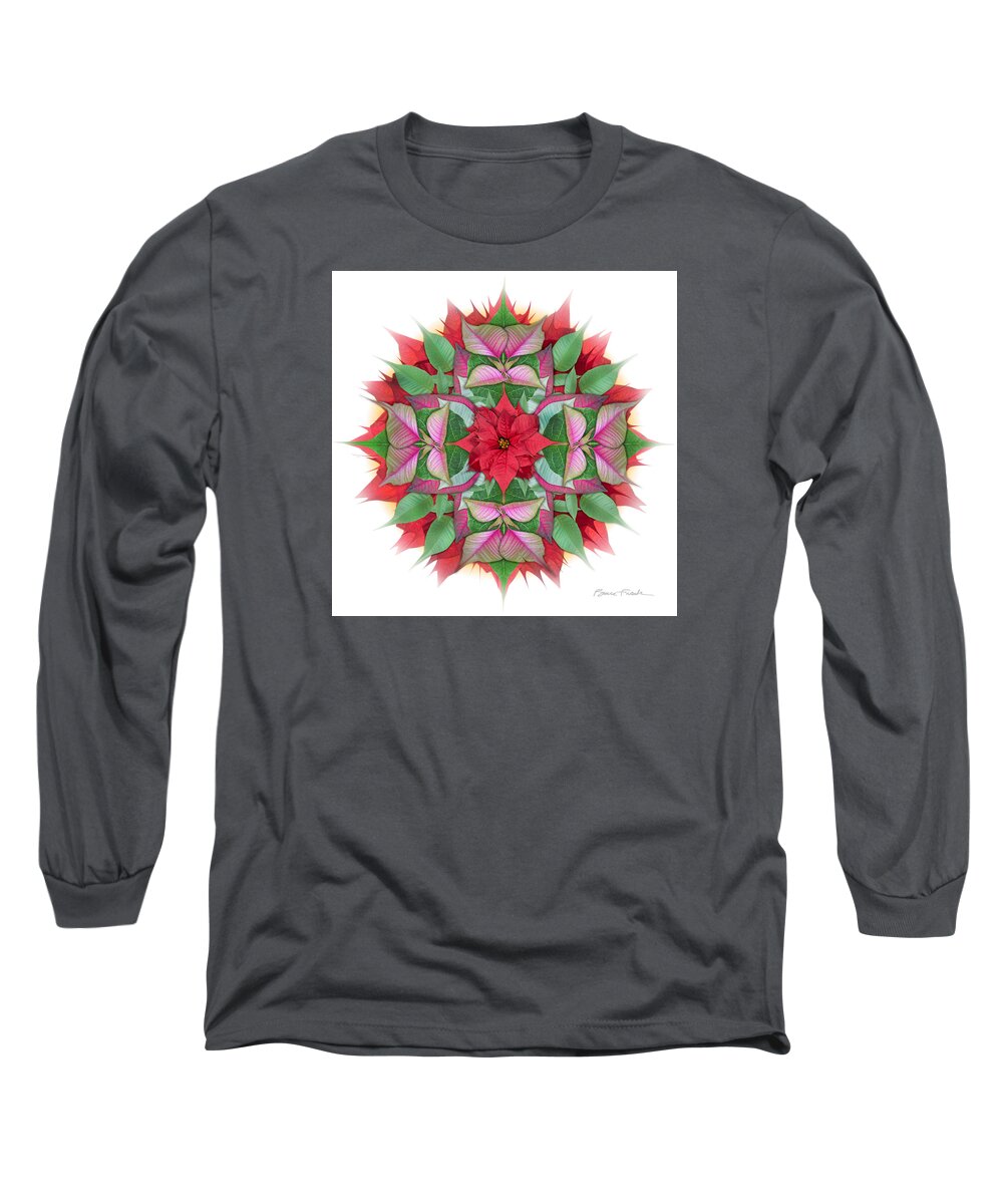 Holiday Long Sleeve T-Shirt featuring the photograph Poinsettia Mandala by Bruce Frank