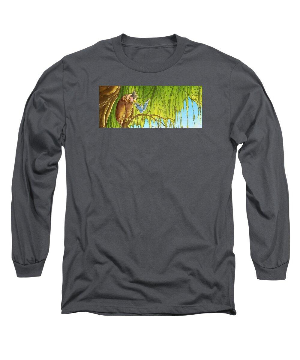 Bird Long Sleeve T-Shirt featuring the painting Polly and her Friend, Elfie by Reynold Jay