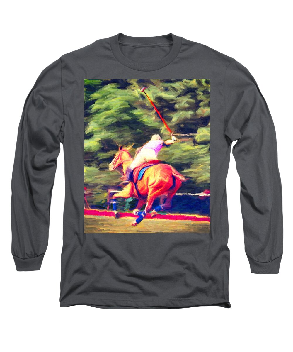 Polo Game Long Sleeve T-Shirt featuring the digital art Polo Game 2 by Caito Junqueira