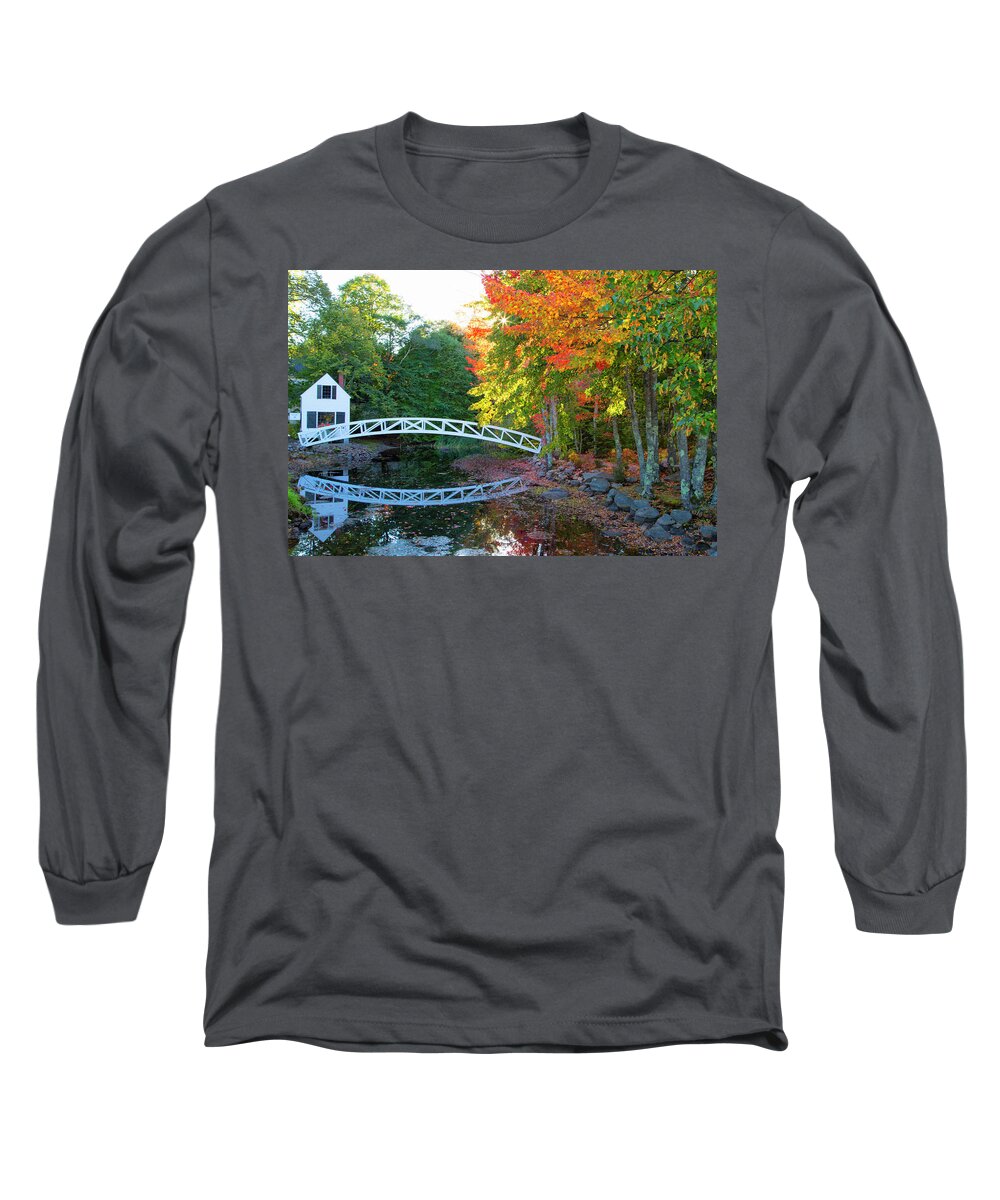 Reflection Long Sleeve T-Shirt featuring the photograph Pond Bridge Reflection by Nancy Dunivin