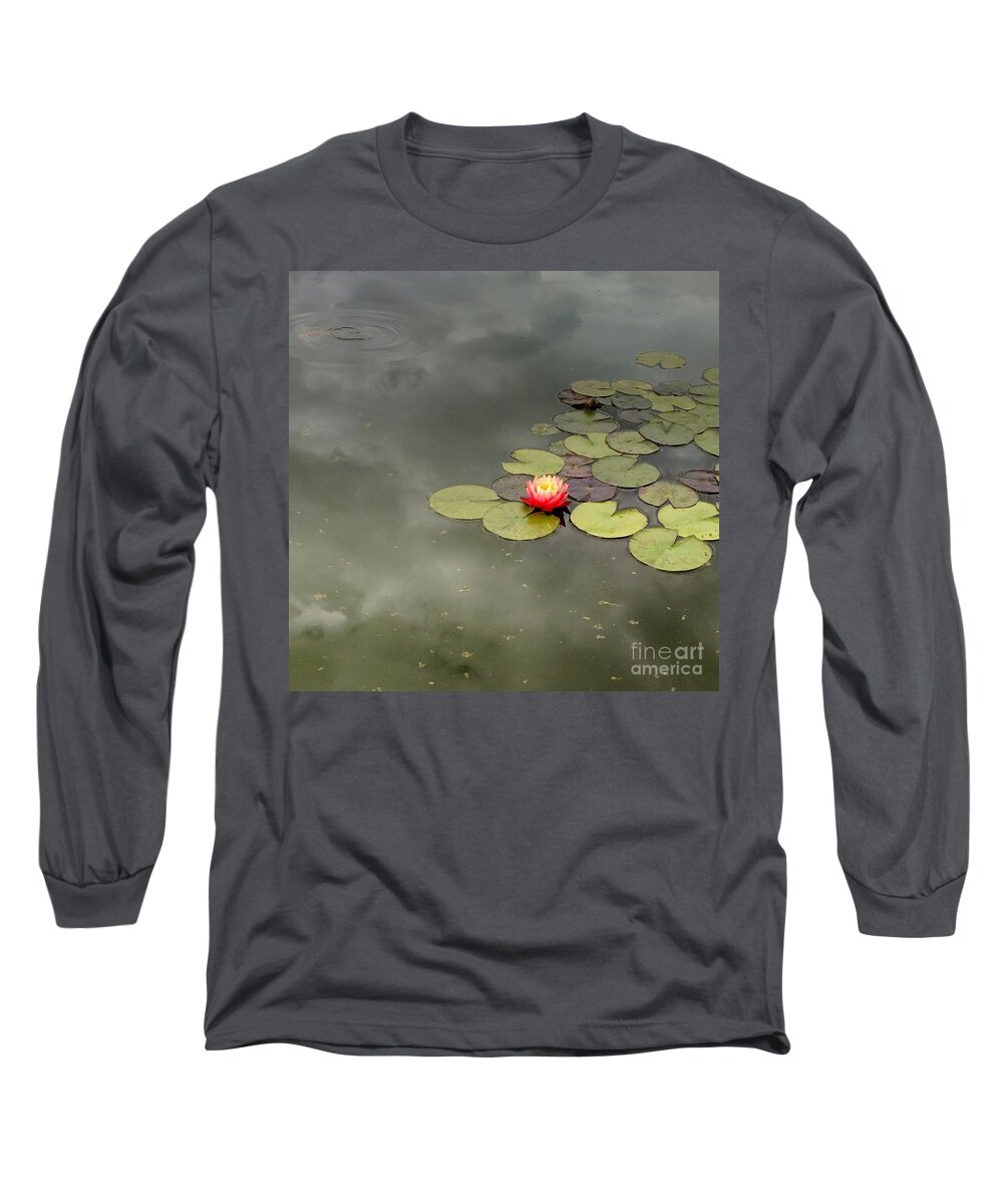 Water Lily Long Sleeve T-Shirt featuring the photograph Pond Reflections and Water Lily by Anita Adams