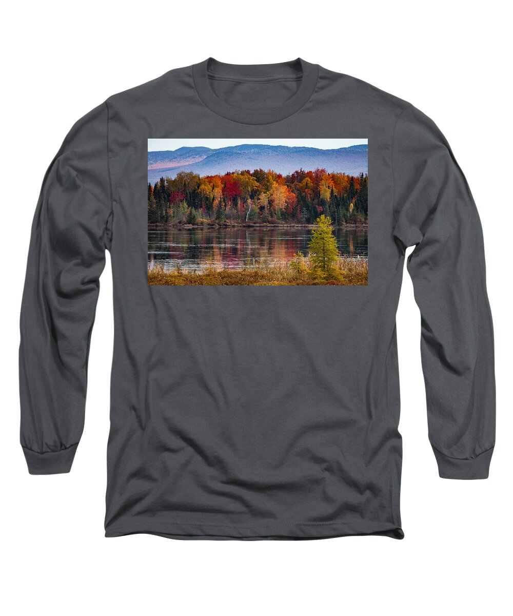 Pondicherry Wildlife Conservation Long Sleeve T-Shirt featuring the photograph Pondicherry fall foliage reflection by Jeff Folger