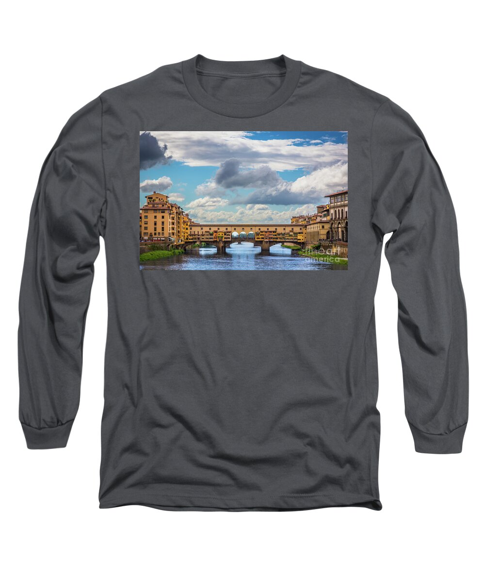 Arno Long Sleeve T-Shirt featuring the photograph Ponte Vecchio Clouds by Inge Johnsson