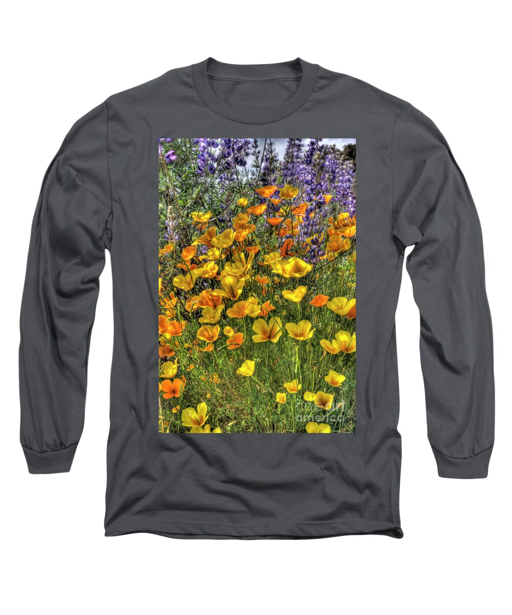 Poppy Long Sleeve T-Shirt featuring the photograph Poppies and Lupines by Jim And Emily Bush