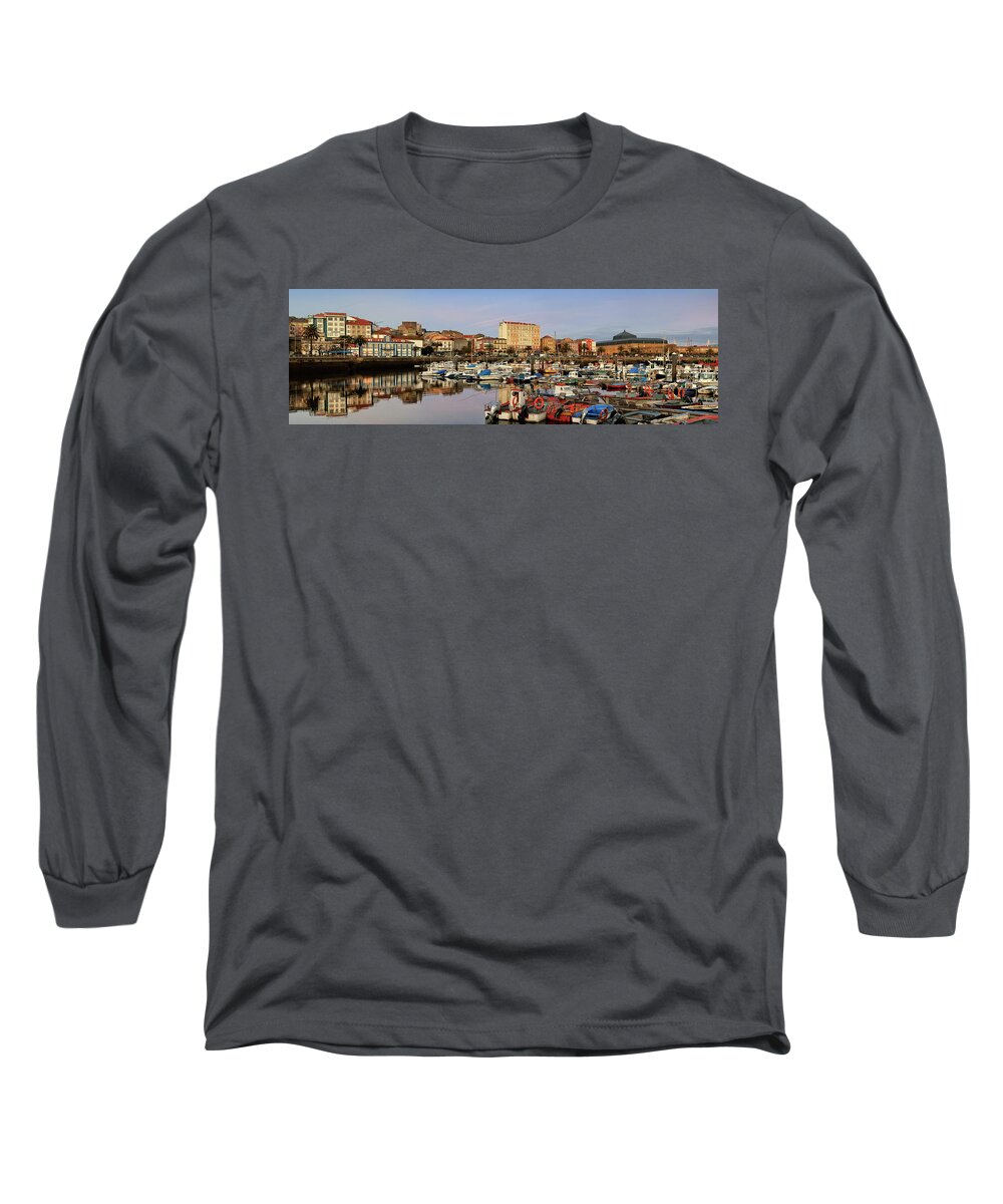 Ferrol Long Sleeve T-Shirt featuring the pyrography Port of Ferrol Galicia Spain by Pablo Avanzini