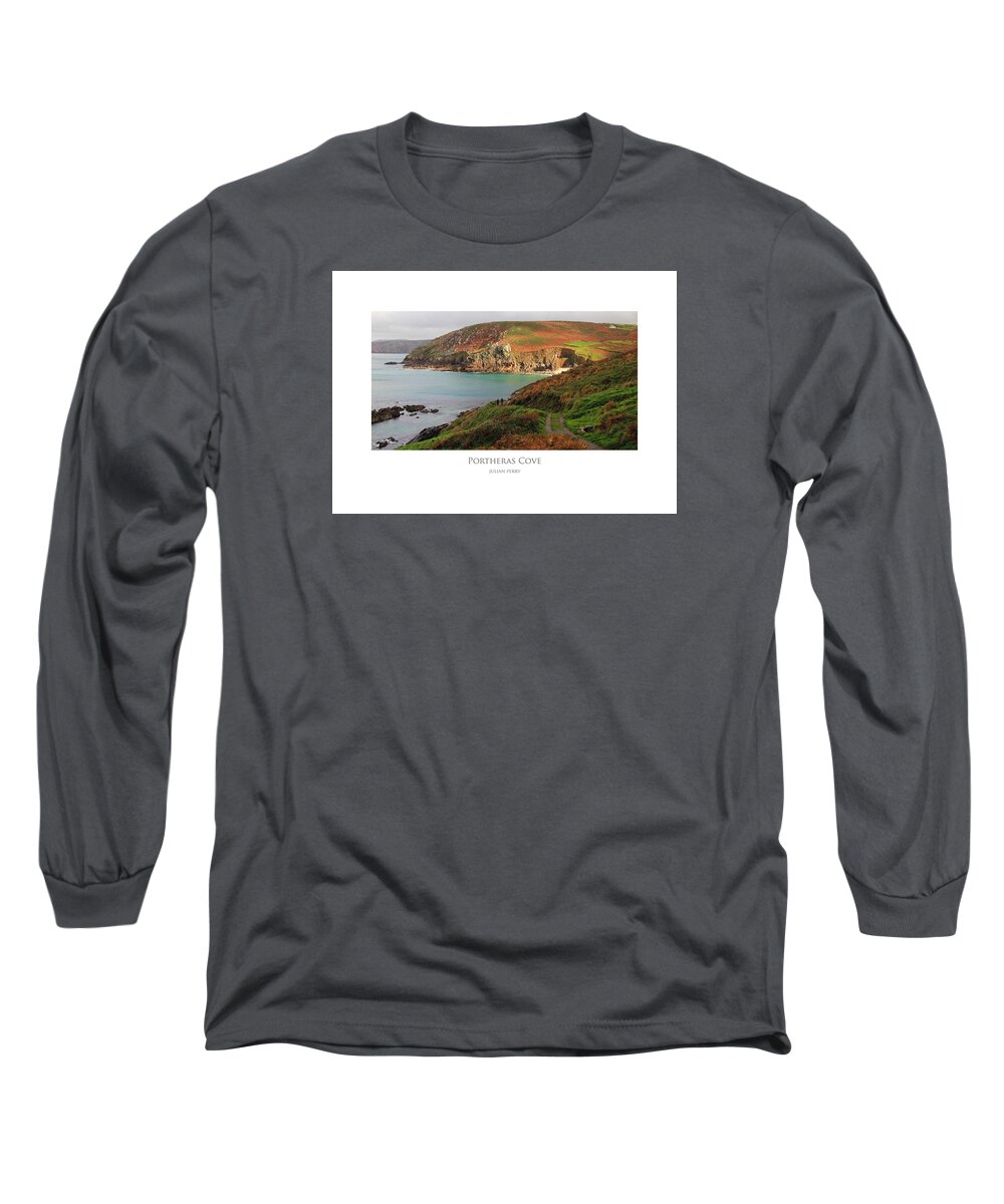 Cornwall Long Sleeve T-Shirt featuring the digital art Portheras Cove by Julian Perry