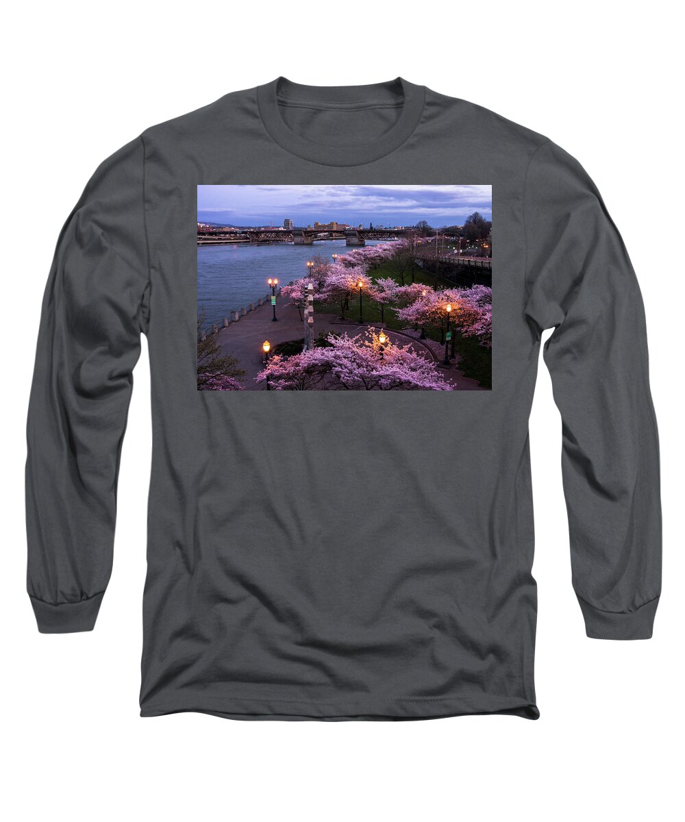 Trees Long Sleeve T-Shirt featuring the photograph Portland Cherry Blossoms by Steven Clark