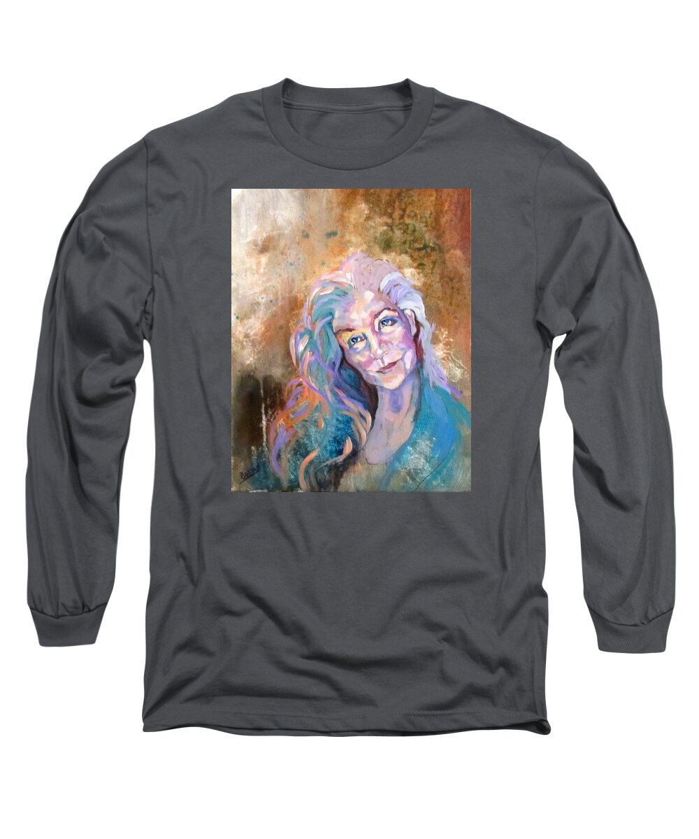 Woman Long Sleeve T-Shirt featuring the painting Portrait of the Artist by Barbara O'Toole