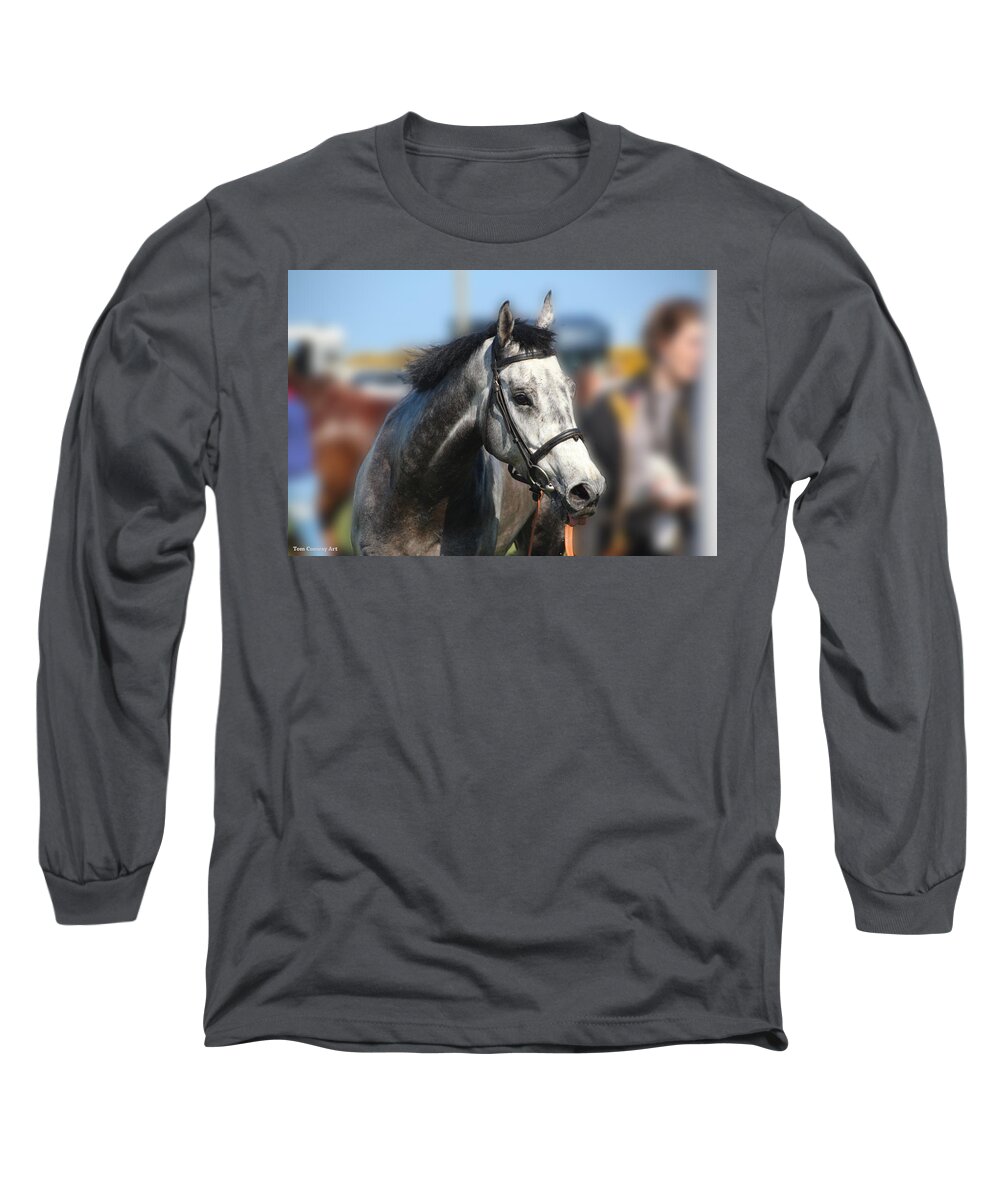 Horse Long Sleeve T-Shirt featuring the photograph Portrait of the Grey Race Horse by Tom Conway