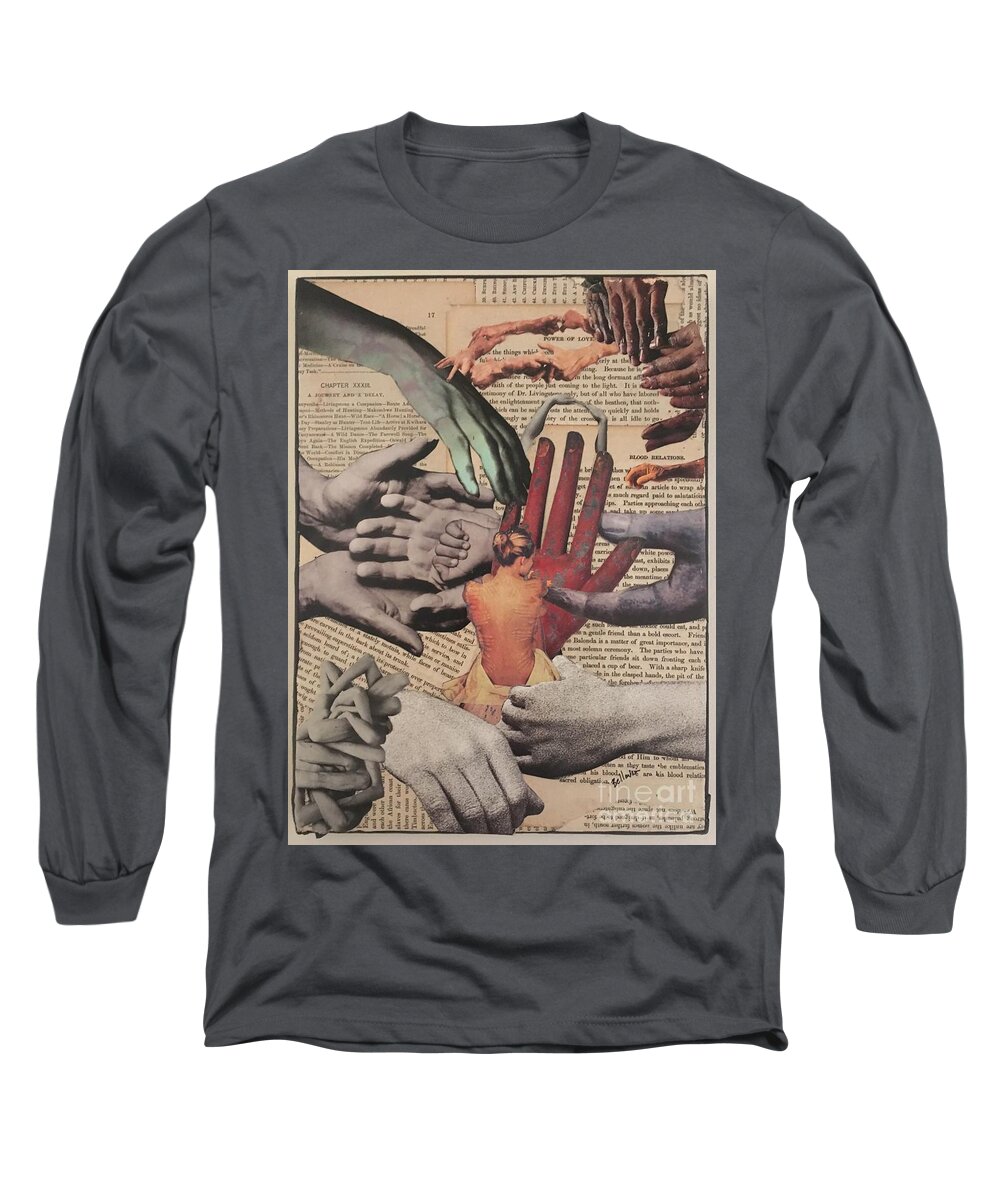 Text Long Sleeve T-Shirt featuring the drawing Power Of Love by M Bellavia
