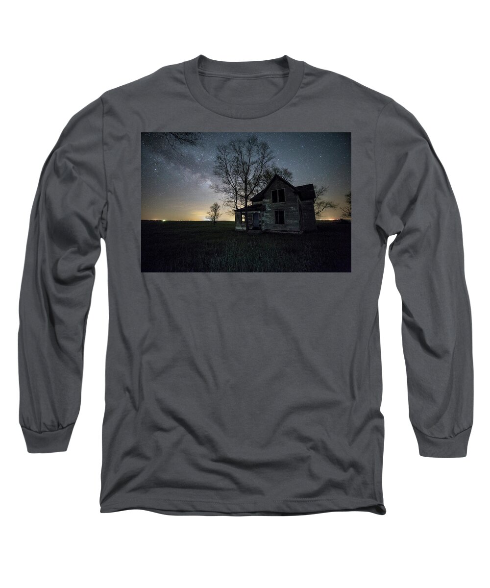 Sky Long Sleeve T-Shirt featuring the photograph Prairie Gold and Milky Way by Aaron J Groen