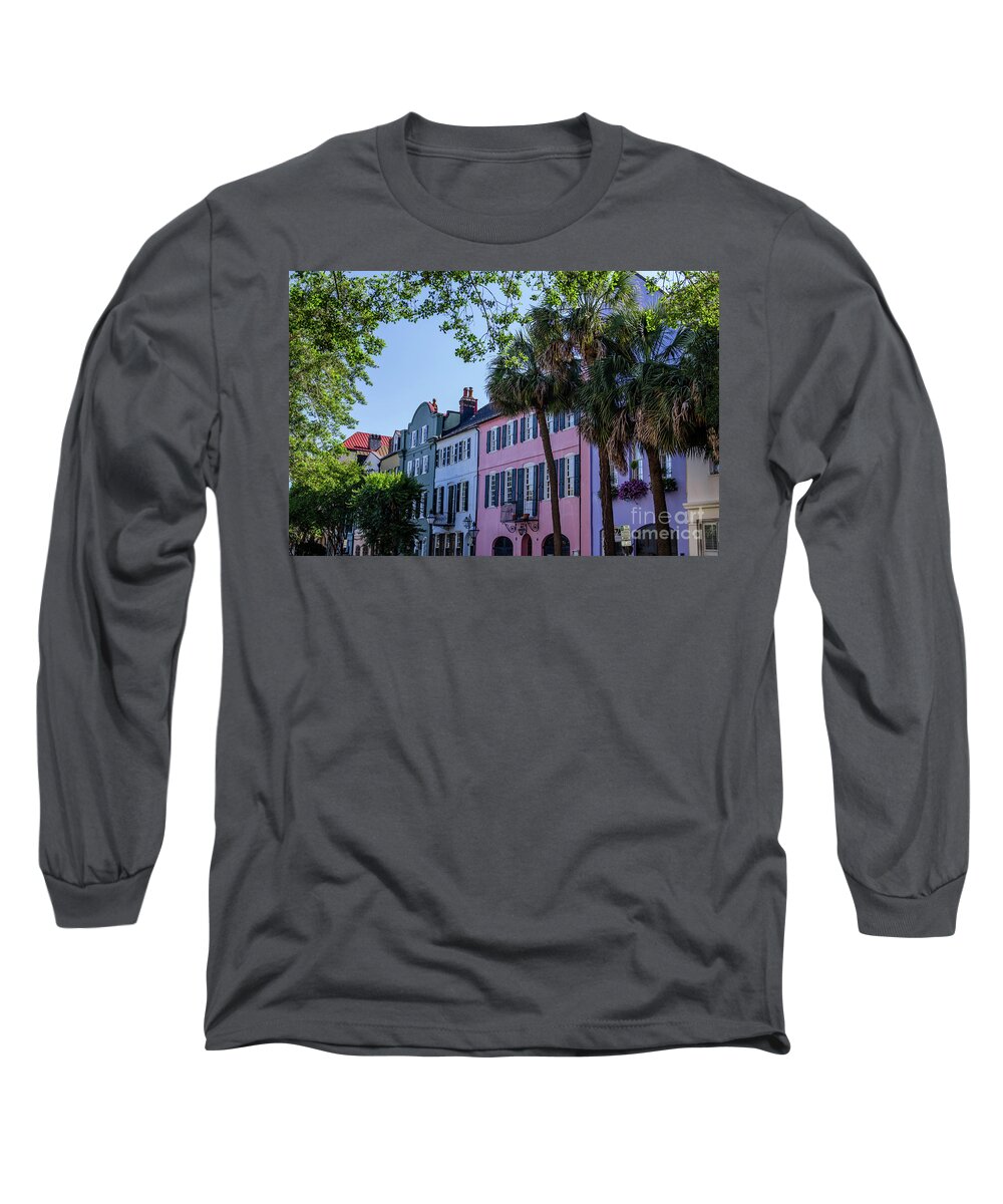 Rainbow Row Long Sleeve T-Shirt featuring the photograph Presenting Rainbow Row by Dale Powell