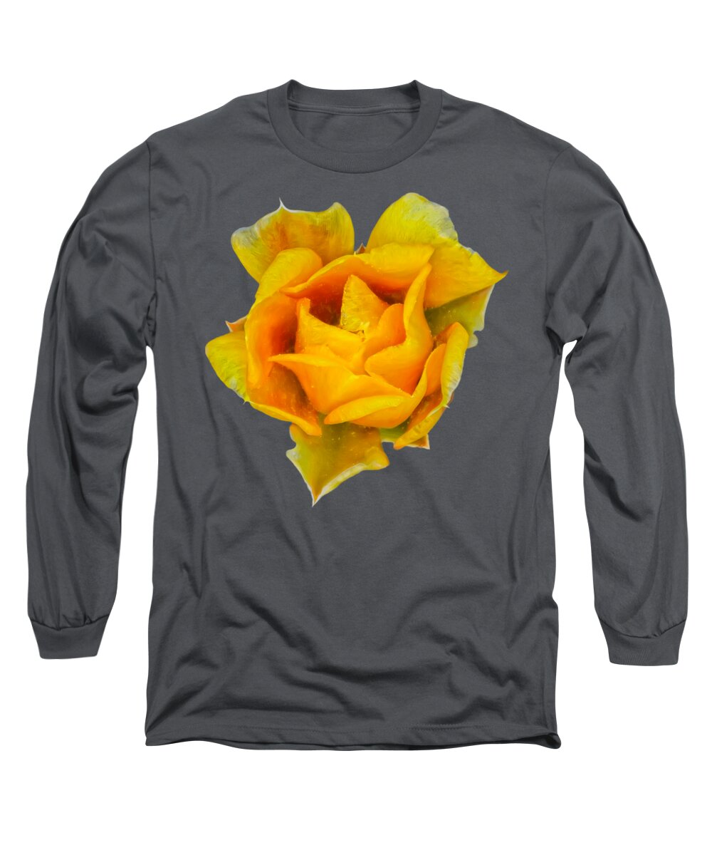 Arizona Long Sleeve T-Shirt featuring the photograph Prickly Pear Flower H11 by Mark Myhaver