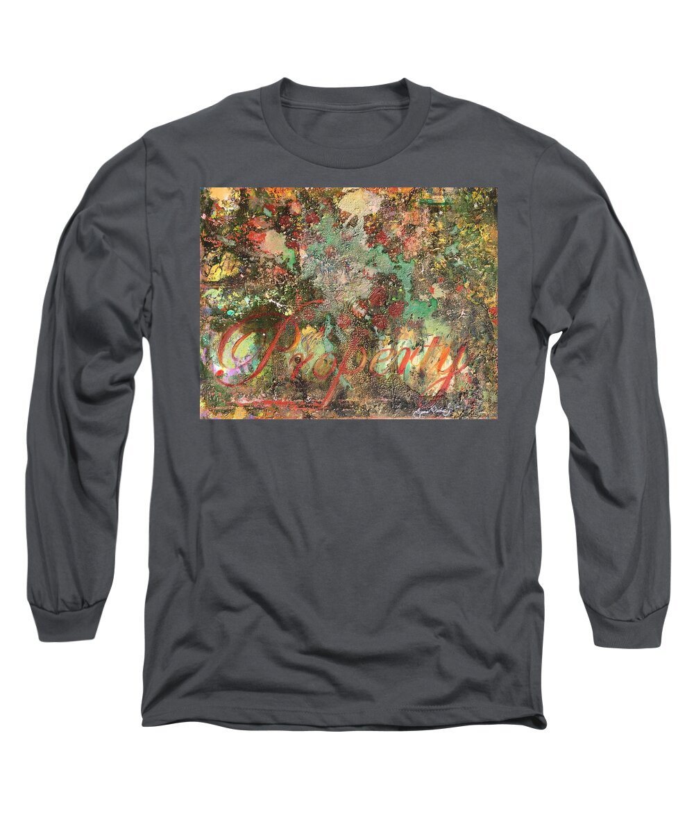 Abstract Art Long Sleeve T-Shirt featuring the painting Property by Laura Pierre-Louis