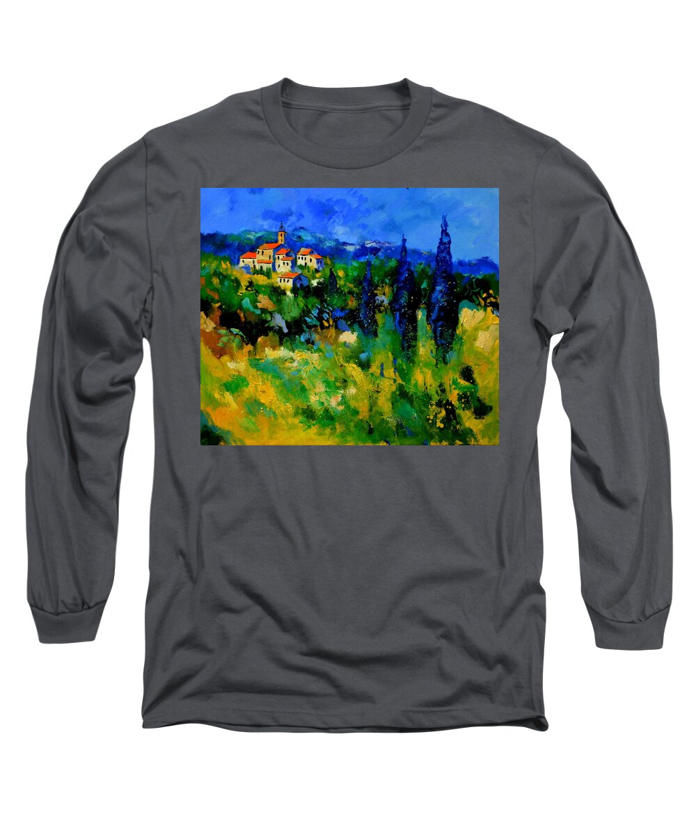 Landscape Long Sleeve T-Shirt featuring the painting Provence 768110 by Pol Ledent