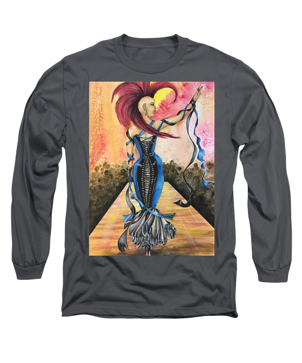  Woman Long Sleeve T-Shirt featuring the painting Punk Rock Opera by Mastiff Studios