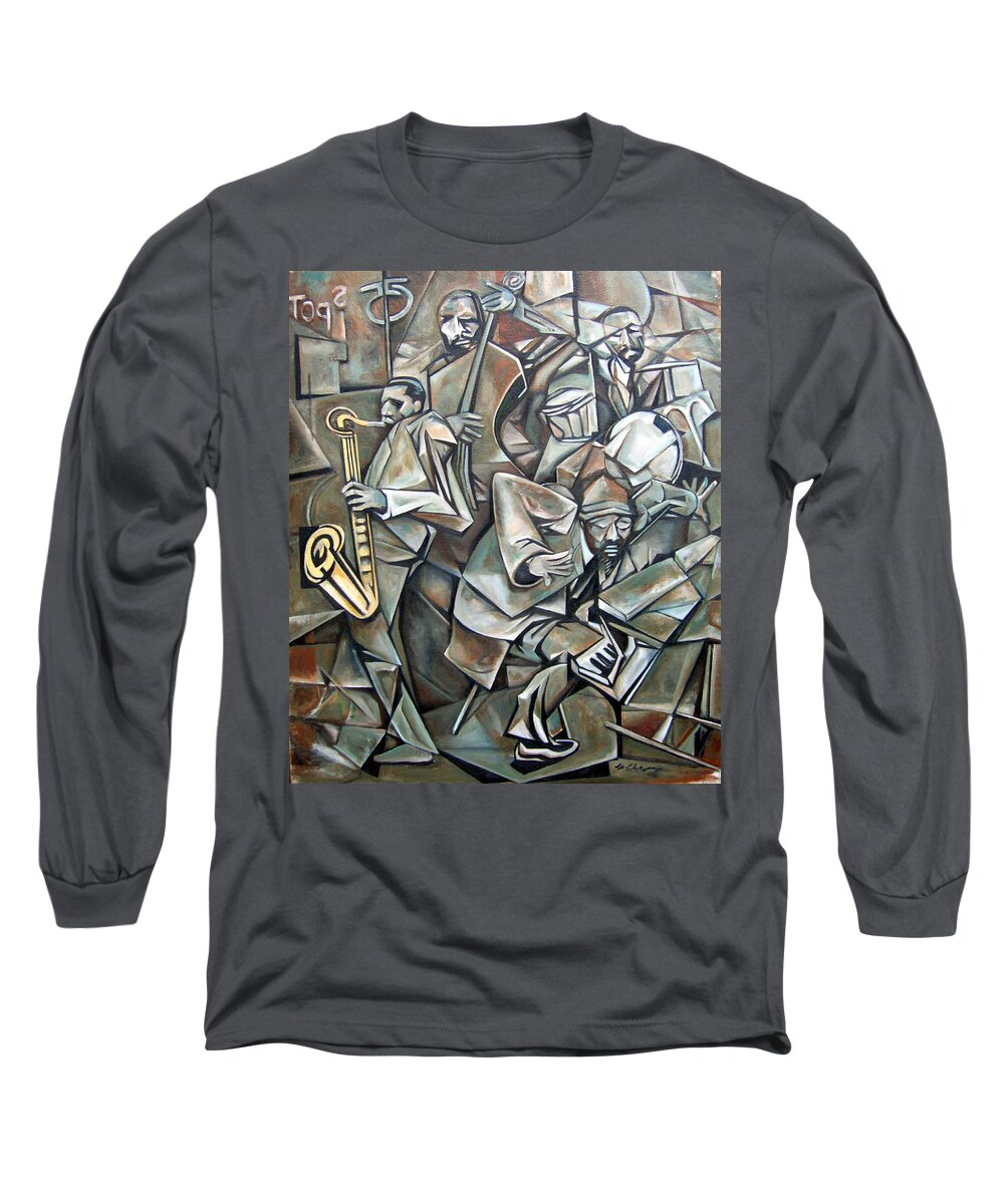Jazz Quartet Monk Coltrane Long Sleeve T-Shirt featuring the painting Quartet 1958 by Martel Chapman
