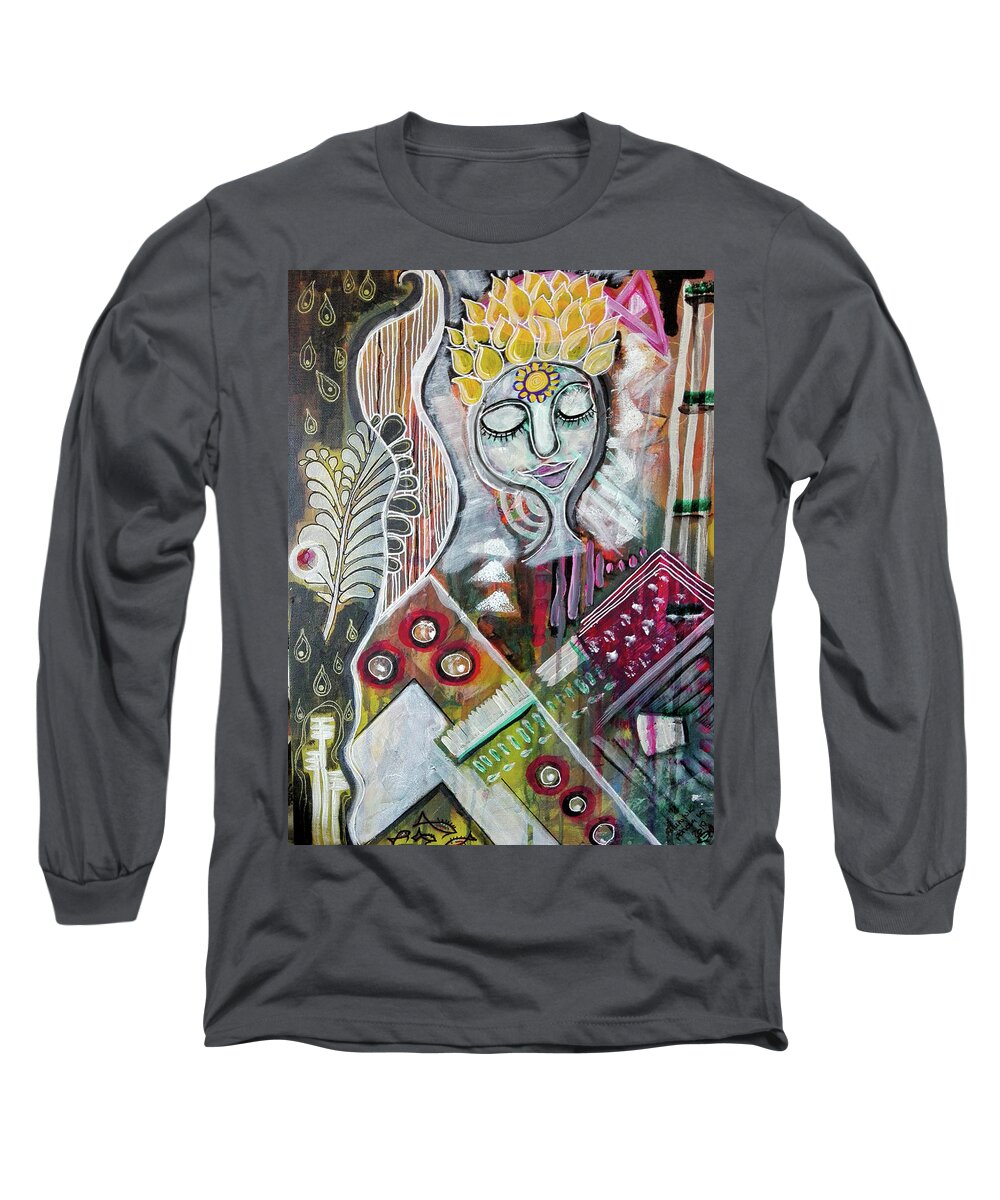 Bliss Long Sleeve T-Shirt featuring the mixed media Quiet Bliss by Mimulux Patricia No