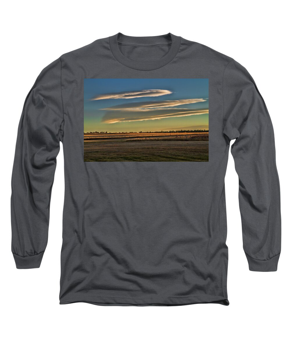 Grassland Long Sleeve T-Shirt featuring the photograph Quiet on the Land by Alana Thrower