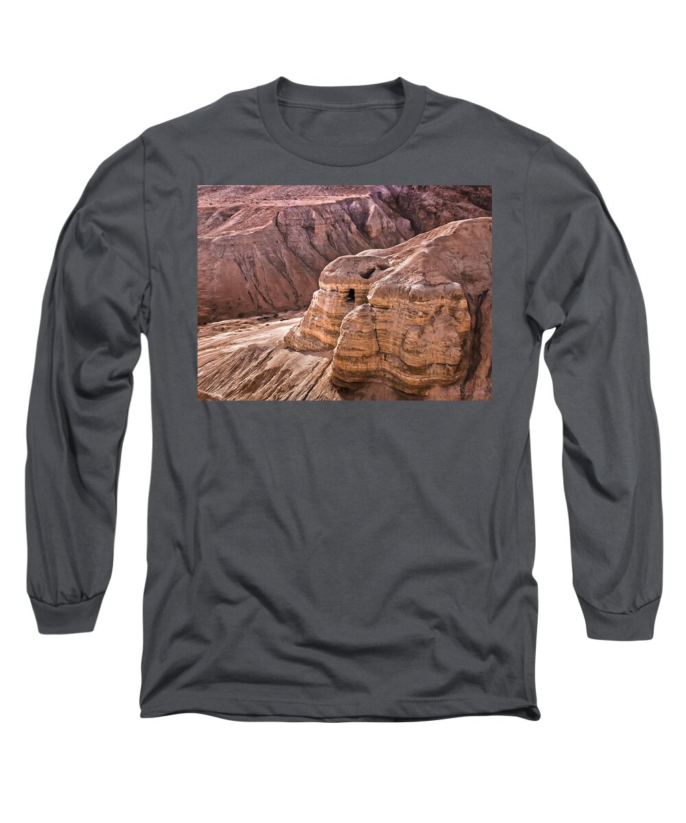 Landscape Long Sleeve T-Shirt featuring the photograph Qumran Cave 4, Israel by Brian Tada