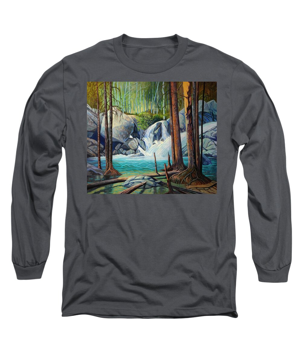 Popo Agie Long Sleeve T-Shirt featuring the painting Raging Solitude by Art West