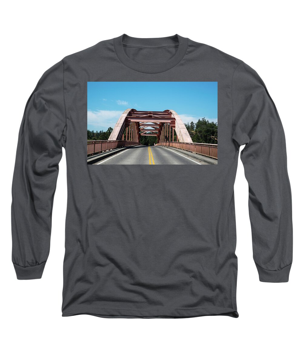 Rainbow Bridge At La Conner Long Sleeve T-Shirt featuring the photograph Rainbow Bridge at La Conner by Tom Cochran