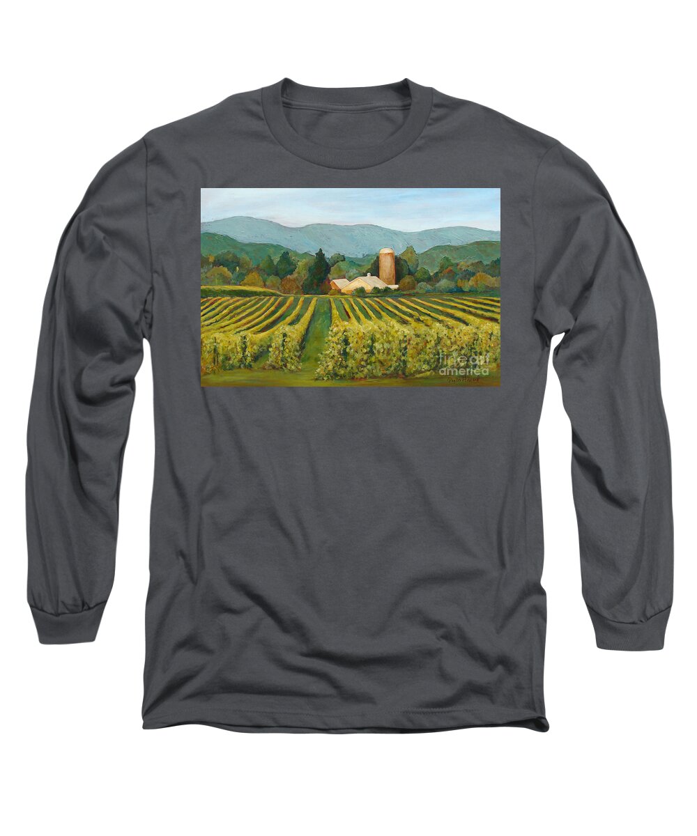 Landscape Long Sleeve T-Shirt featuring the painting Raspberry Rows by Phyllis Howard