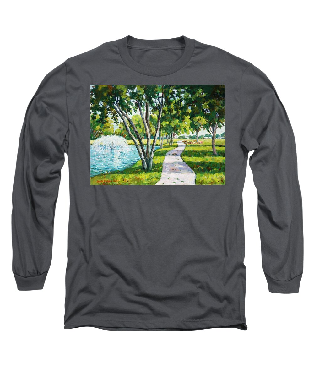 Landscape Long Sleeve T-Shirt featuring the painting RCC Golf Course by Ingrid Dohm