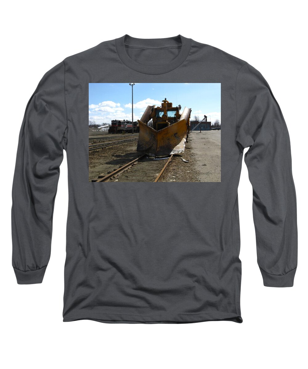 Rail Long Sleeve T-Shirt featuring the photograph Ready to Move Some Snow by Bill Tomsa
