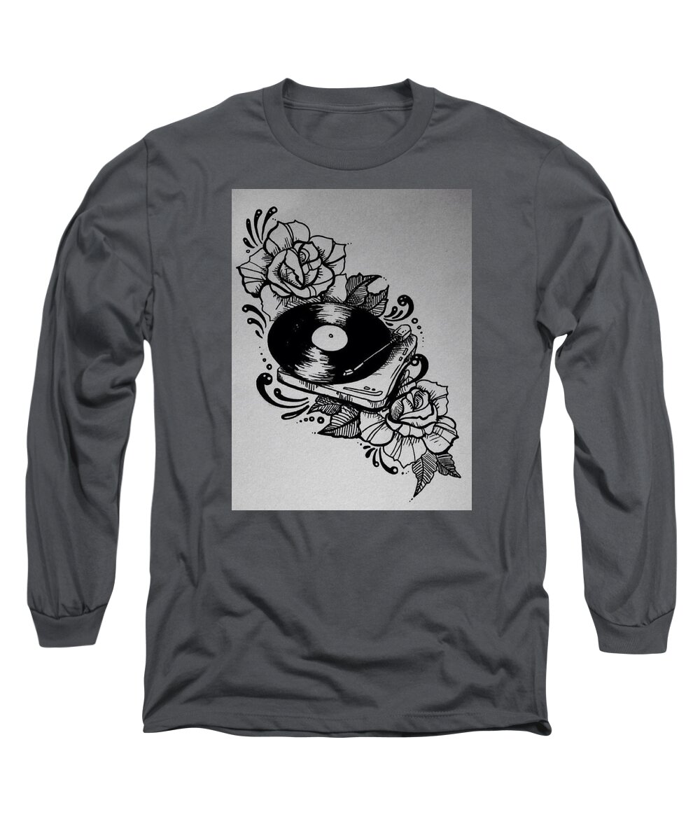 Flower Long Sleeve T-Shirt featuring the photograph Record Player by Destiny Williams 
