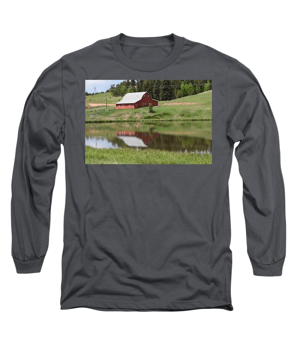 Barn Long Sleeve T-Shirt featuring the photograph Red Barn Burgess Res Divide CO #1 by Margarethe Binkley