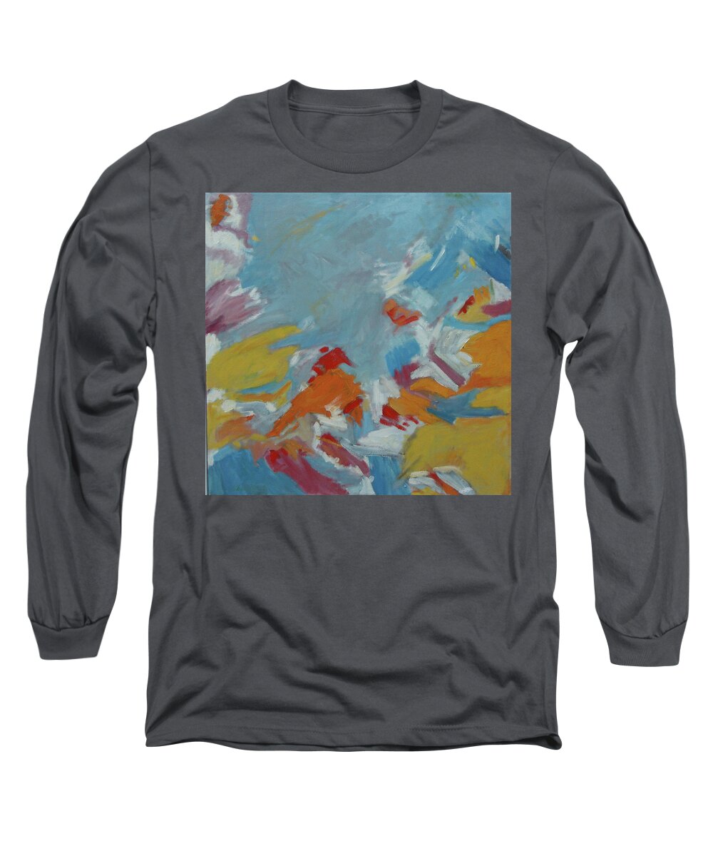 Abstract Long Sleeve T-Shirt featuring the painting Red Bird by Stan Chraminski