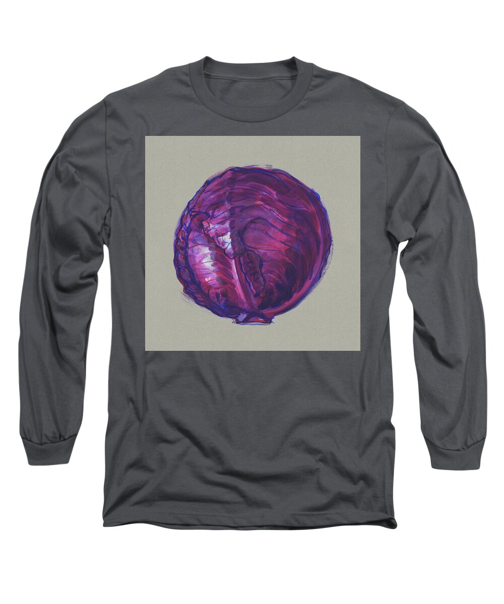 Red Long Sleeve T-Shirt featuring the painting Red Cabbage by Judith Kunzle