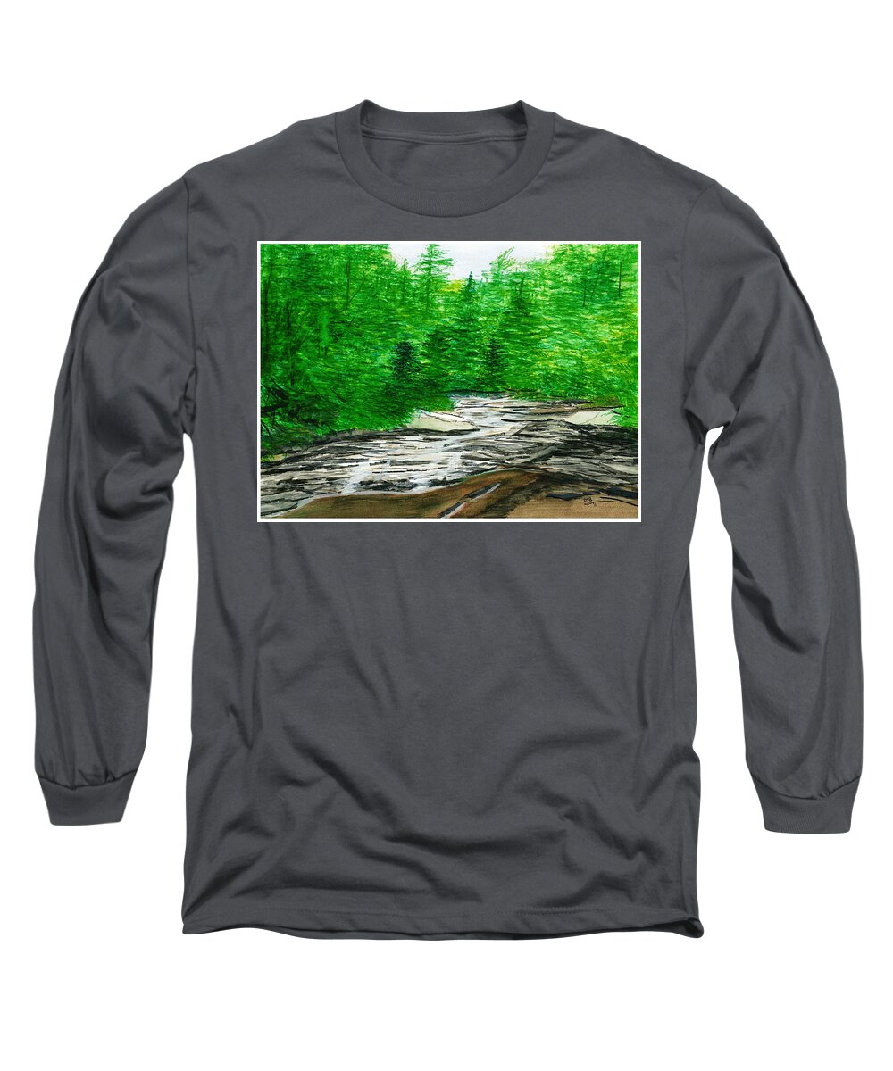 Landscape Long Sleeve T-Shirt featuring the painting Red Creek by David Bartsch