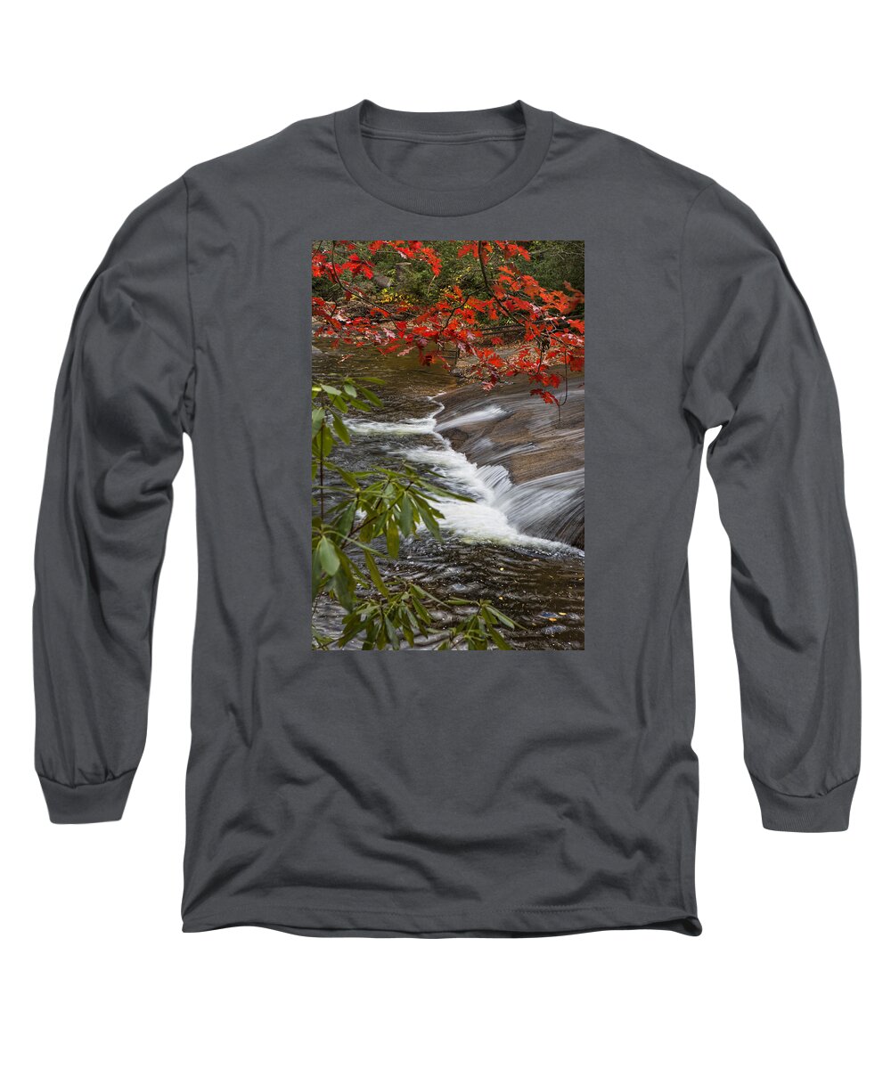 Waterfalls Long Sleeve T-Shirt featuring the photograph Red Leaf Falls by Ken Barrett