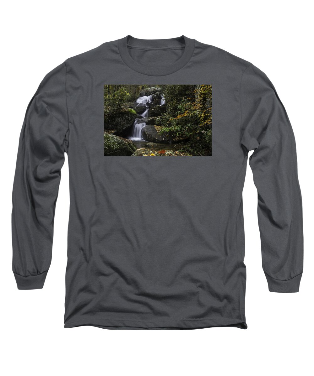 Waterfalls Long Sleeve T-Shirt featuring the photograph Red Leaf Waterfalls by Ken Barrett