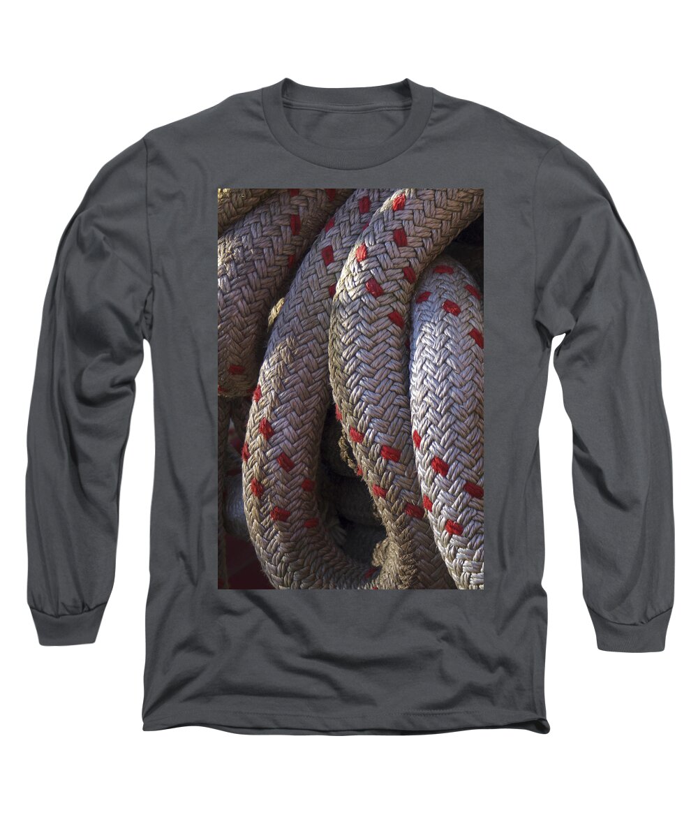 Rope Long Sleeve T-Shirt featuring the photograph Red Speckled Rope by Henri Irizarri