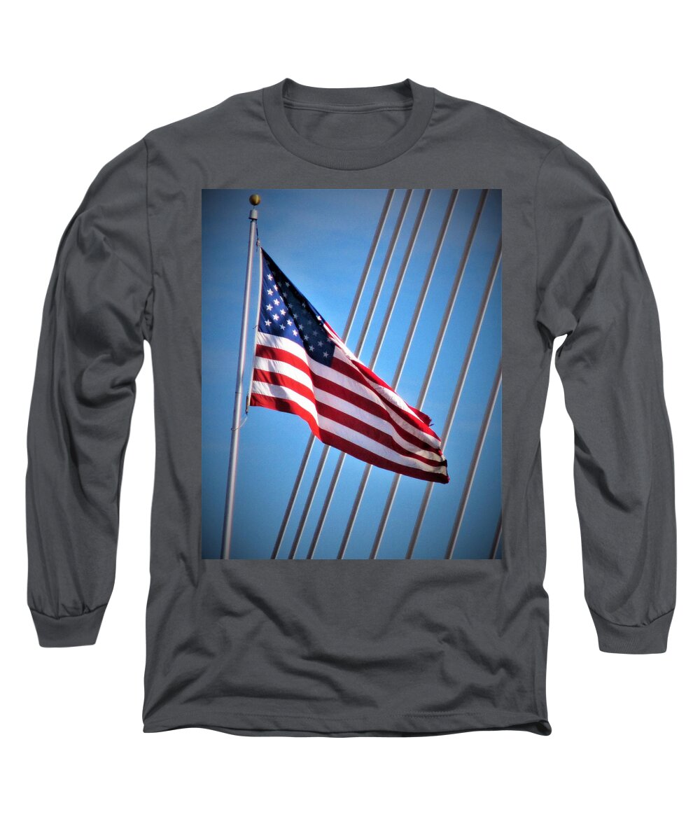 Flag Long Sleeve T-Shirt featuring the photograph Red, White and Blue by Martin Cline
