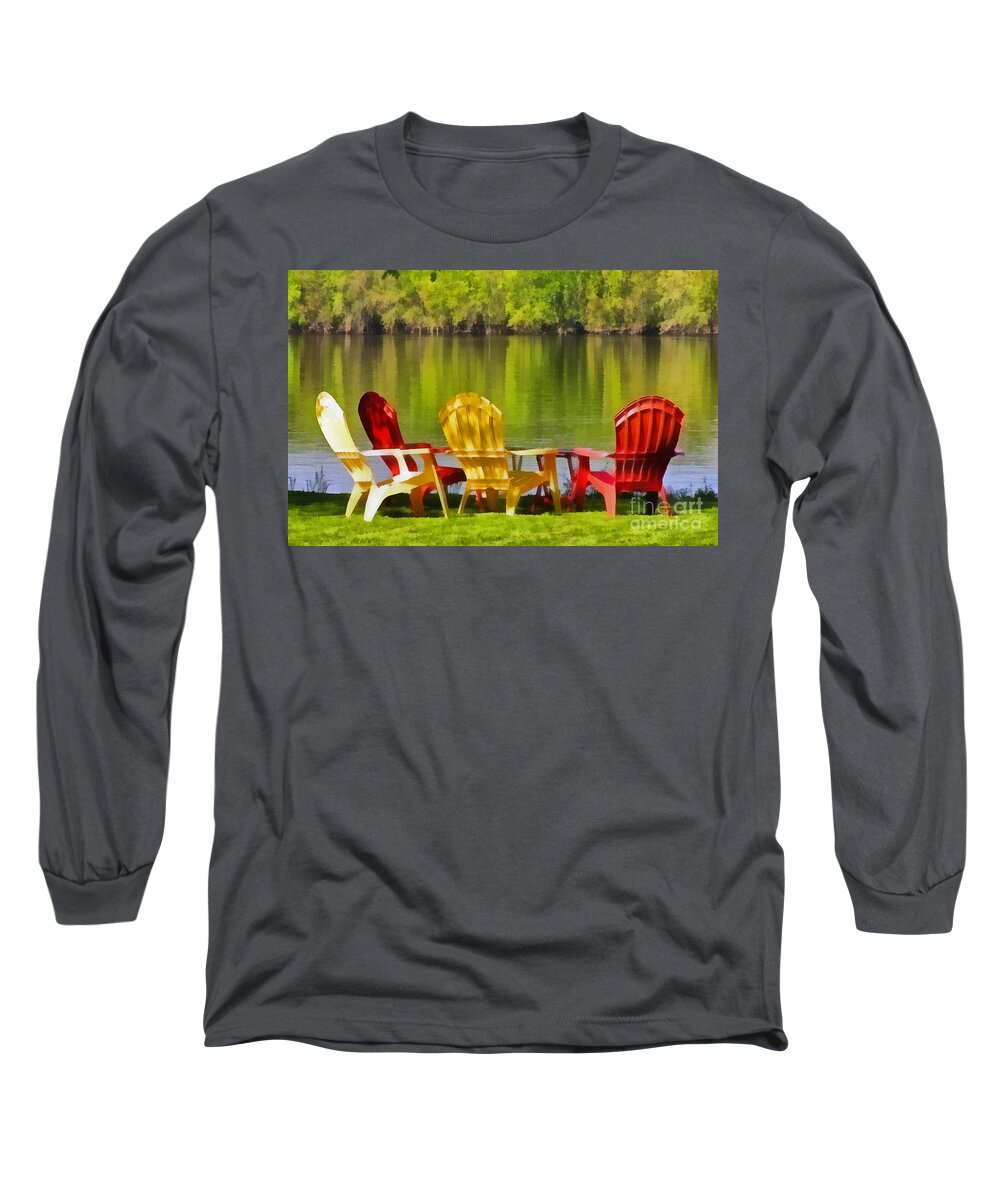 River Long Sleeve T-Shirt featuring the photograph Relax in Colour by Carol Randall
