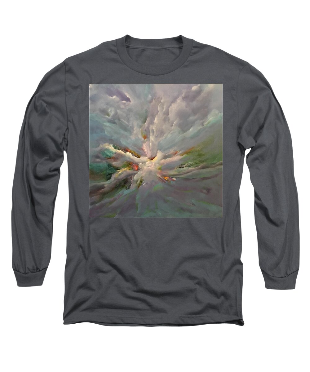 Abstract Long Sleeve T-Shirt featuring the painting Resplendent by Soraya Silvestri