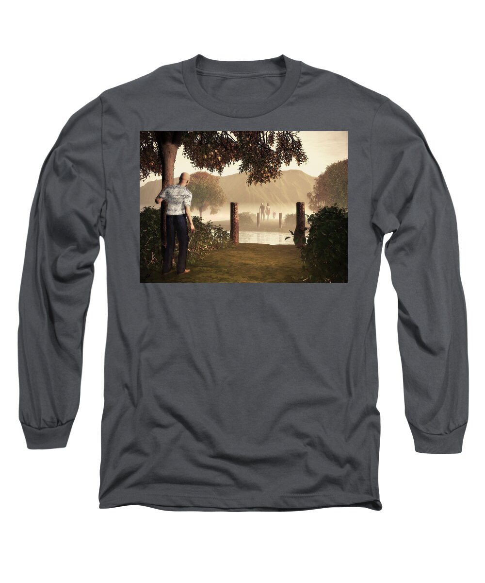 Burned Bridges Long Sleeve T-Shirt featuring the digital art Returning To The Bridge That Burned by John Alexander