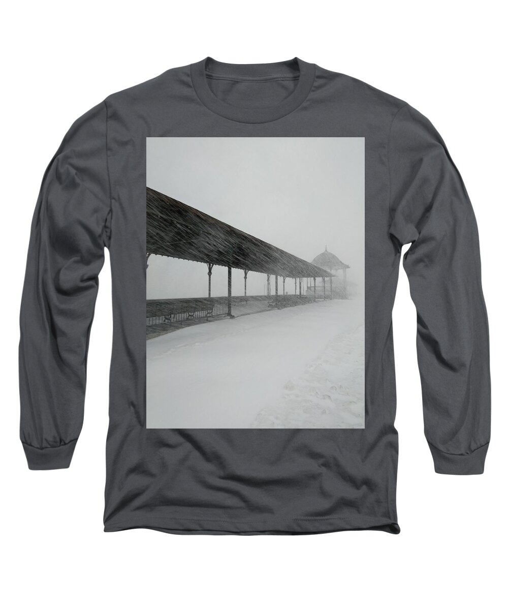 Ocean Long Sleeve T-Shirt featuring the photograph Revere Beach Nor'Easter -Jan 4,2018 by Robert Nickologianis