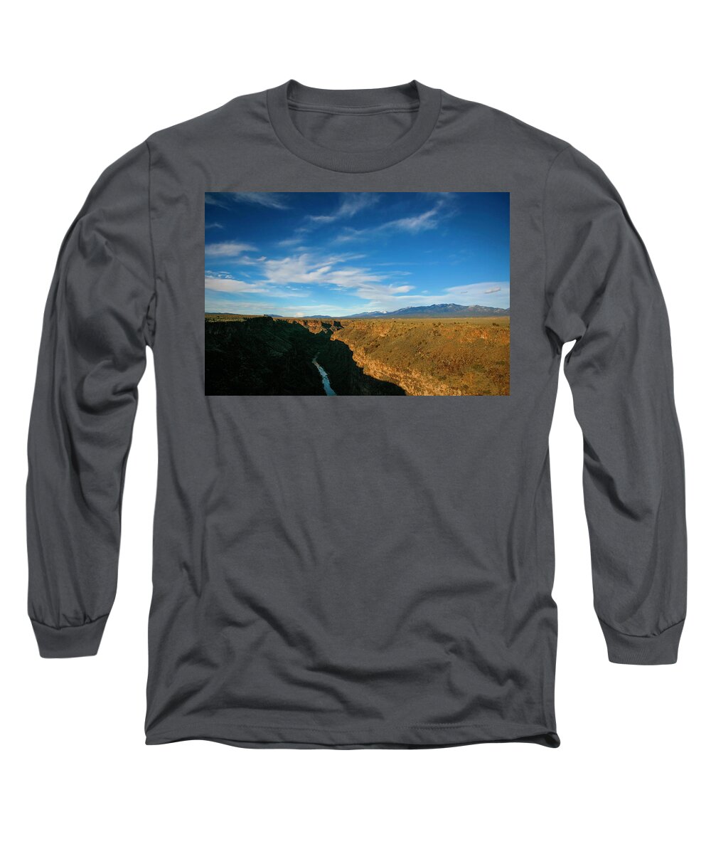 Sangre De Cristo Long Sleeve T-Shirt featuring the photograph Rio Grande Gorge NM by Marilyn Hunt