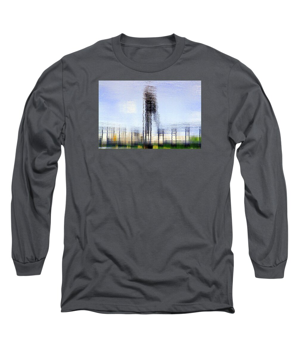 Abstract Long Sleeve T-Shirt featuring the photograph River Reflections by David Ralph Johnson